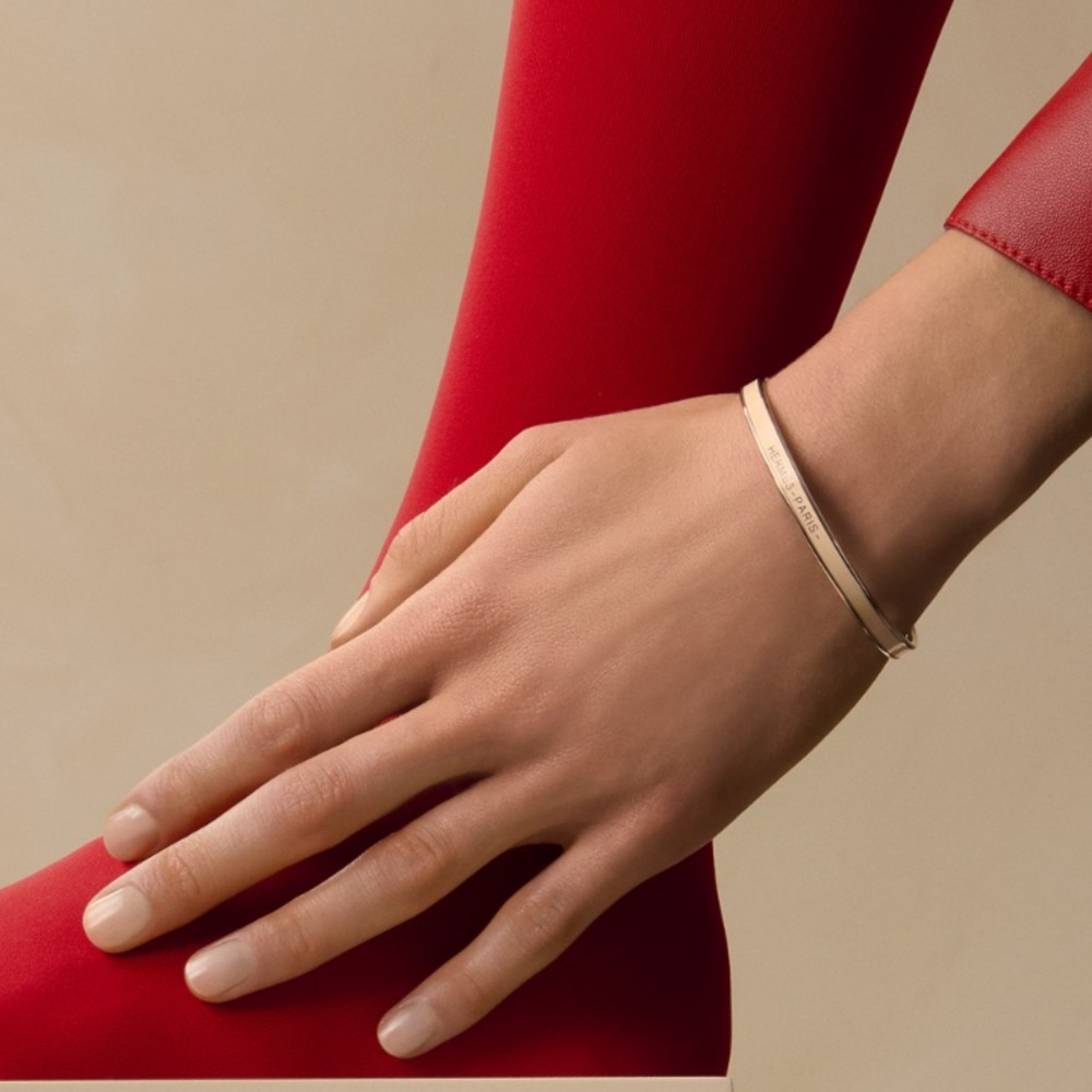 Hermes logo enamel uni bangle bracelet NEW - Picture 2 of 7